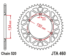 CORONA JT ALU KX 125/250/450 04/24 51D ALUMINIO NEGRA