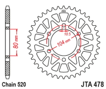 CORONA JT ALU 650 ER-6N VULCAN NINJA KLE CF NK GT 06/24 46D ALUMINIO DORADA