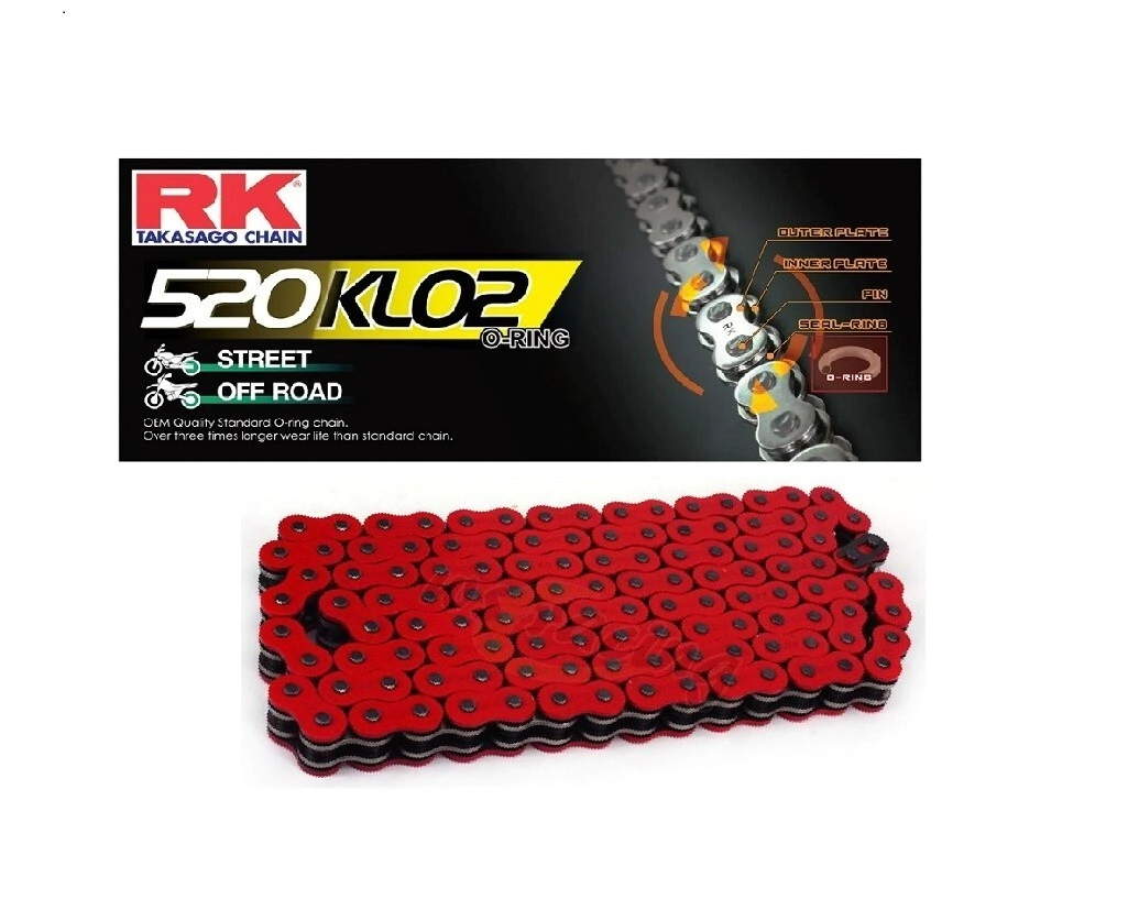 CADENA RK 520KLO2x118 ORING NEON ROJO CLIP