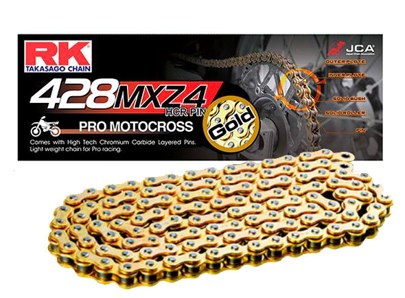 CADENA RK 428MXZ4x130 DORADA CLIP