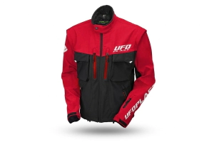 CHAQUETA CON PROTECCIONES Y MANGAS REMOVIBLES UFO TAIGA ROJA