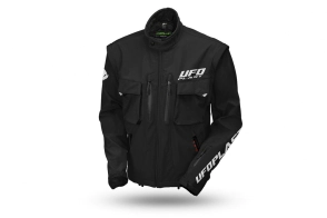 CHAQUETA CON PROTECCIONES Y MANGAS REMOVIBLES UFO TAIGA NEGRA
