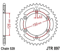 CORONA JT KTM 790/890 ADV 19/24 EXC/SX 00/11 CF 800MT 22/24 NORDEN 901 24 45D BLACK