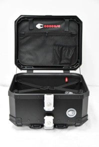 TOP CASE ALU 32L MINI FULL BLACK COOCASE ALUMINIO 1,5mm + DIVISOR Y ELASTICOS