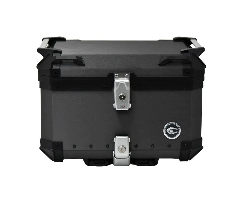 TOP CASE ALU 55L BRUSHED DARK GREY COOCASE ALUMINIO 1,5mm + DIVISOR Y ELASTICOS