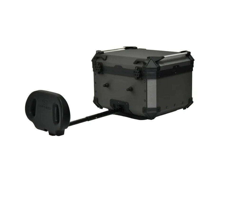 TOP CASE ALU 45L RESPALDAR EXTENSIBLE BRUSHED DARK GREY COOCASE ALUMINIO 1,5mm + DIVISOR Y ELASTICOS