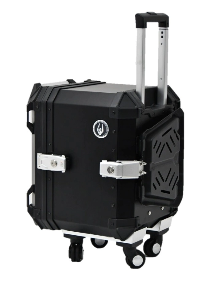 TOP CASE ALU 48L VALIJA Y RUEDAS EXTRAIBLES FULL BLACK COOCASE ALUMINIO 1,5mm + DIVISOR Y ELASTICOS