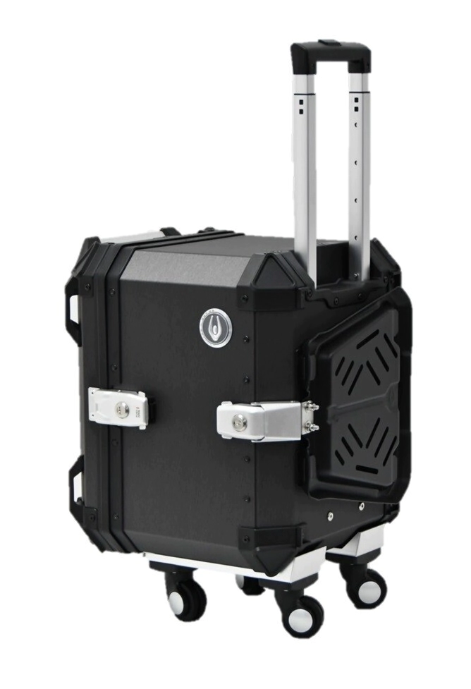 TOP CASE ALU 48L VALIJA Y RUEDAS EXTRAIBLES BRUSHED DARK GREY COOCASE ALUMINIO 1,5mm + DIVISOR Y ELA