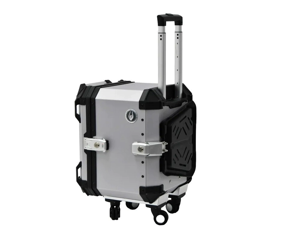 TOP CASE ALU 48L VALIJA Y RUEDAS EXTRAIBLES SILVER COOCASE ALUMINIO 1,5mm + DIVISOR Y ELASTICOS