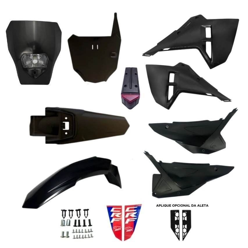 KIT PLASTICOS CRF 230F F25 NEGRO COMPLETO AMX