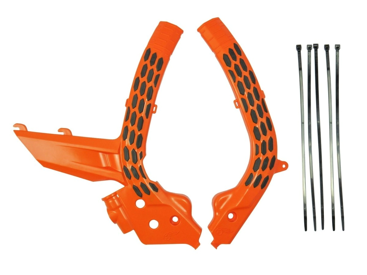CUBRE CUADRO CHASIS KTM 2T/4T EXC 20/23 CROSS 19/22 NARANJA/NEGRO AMX