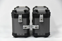 SIDE CASE 28L BRUSHED DARK GREY COOCASE ALUMINIO 1,5mm + DIVISOR Y ELASTICOS