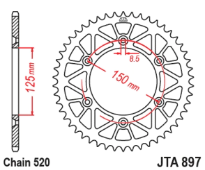 CORONA JT ALU CF 800 MT KTM ADV 790/890 19/22 EXC 00/24 45D ALUMINIO NEGRA