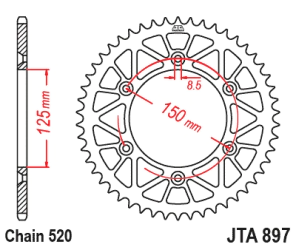 CORONA JT ALU CF 800 MT KTM ADV 790/890 19/22 EXC 00/24 45D ALUMINIO NEGRA