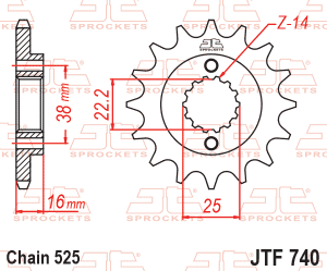 PI�ON JT DUCATI DESERT X 23-25 MULTI 17-21 15D