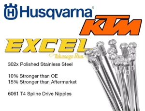RAYOS NIPLES TAKASAGO EXCEL 21x1.60 KTM HUSQ BETA GAS DEL 36u #9 (3.5mm) INOX