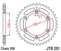 CORONA JT YZ 125/250/450 WR 250/450 TWINSTAR STEEL/ALUMINUM 49D