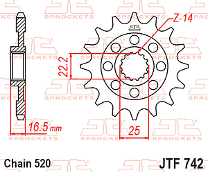 PI�ON JT DUCATI SCRAMBLER Y MONSTER 800/821/937/939/950/1100 15D