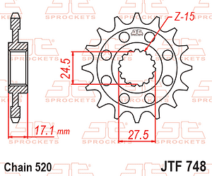 PI�ON JT DUCATI PANIGALE STREETFIGHTER 955/959/998 15D