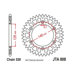 CORONA JT ALU RM/DR 125/250 85/05 RMZ 250/450 01/24 49D ALUMINIO