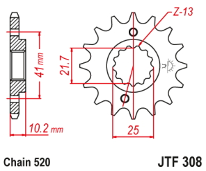 PI�ON JT NX 650 89/01 TENERE 660 04/15 MT-03 06/12 15D